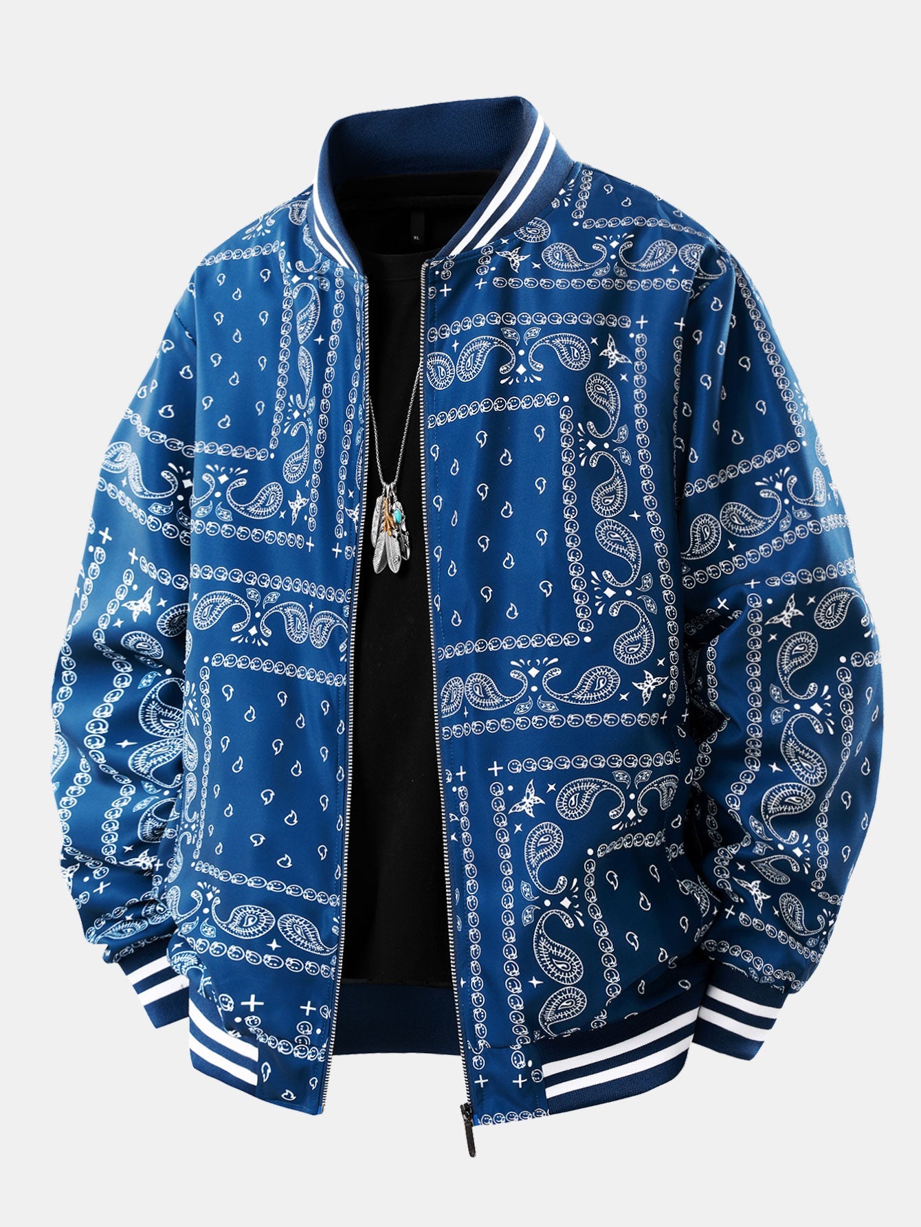 Veste en denim avec imprimé paisley