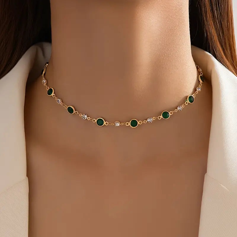 Collier Pendentif Vert Émeraude