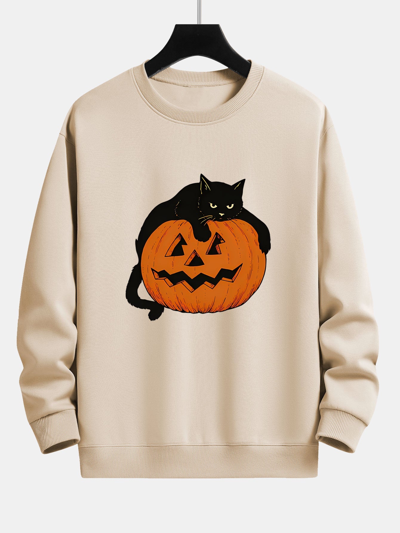 Sweatshirt Relaxed Fit Imprimé Chat Noir et Citrouille