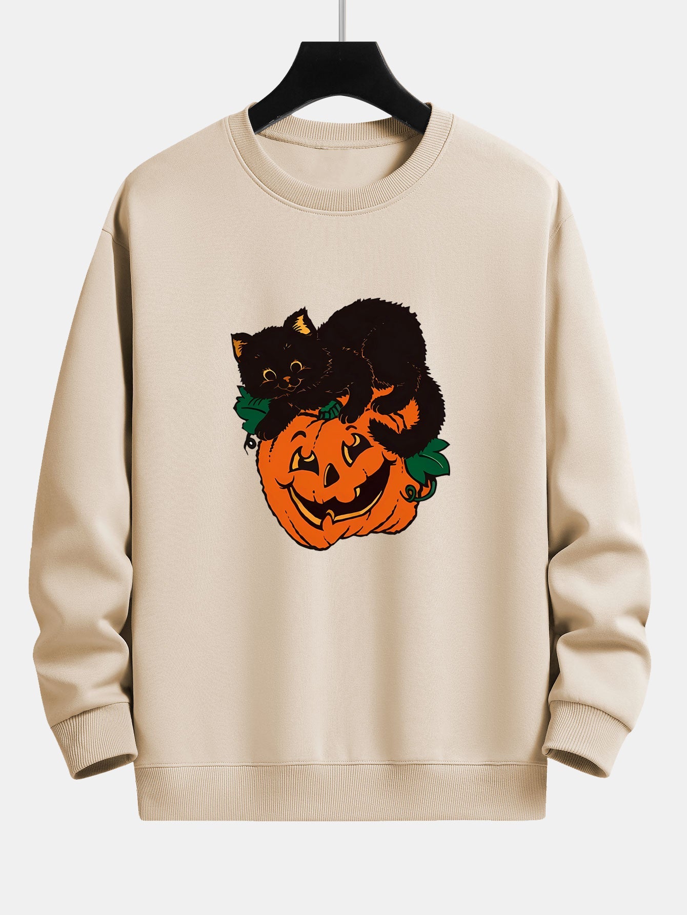 Sweatshirt Relax Fit Imprimé Chat Noir Citrouille