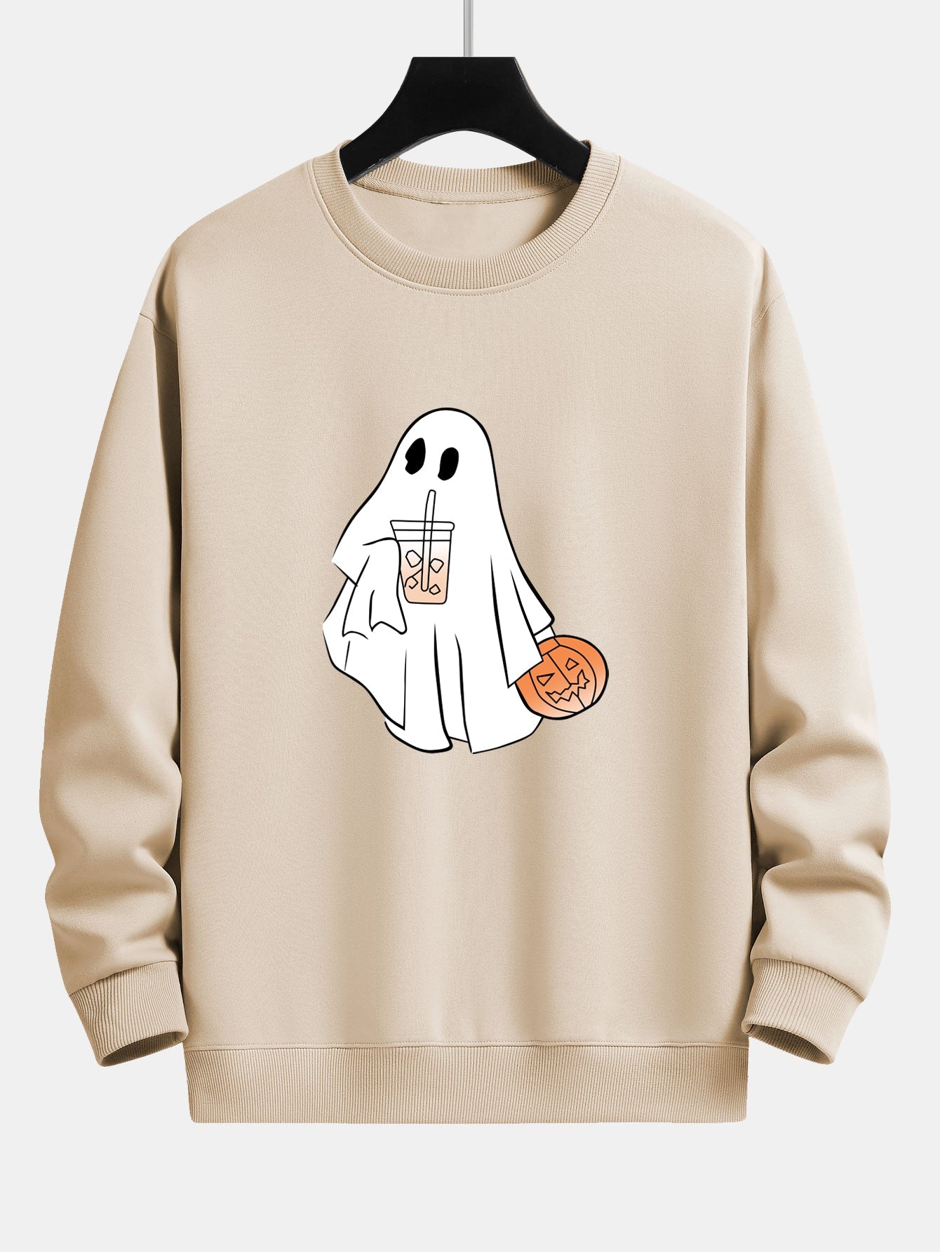 Sweatshirt décontracté imprimé citrouille fantôme de Halloween