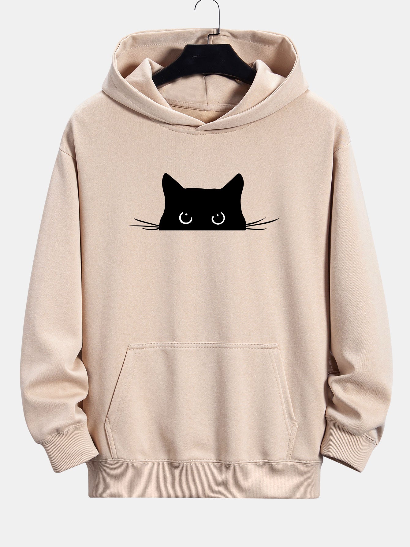 Hoodie Relaxed Fit Imprimé Chat Noir