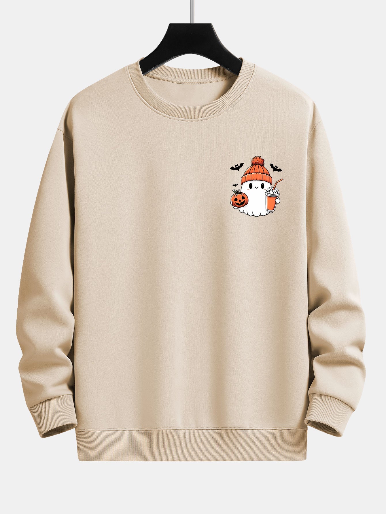 Sweatshirt décontracté imprimé citrouille fantôme d'Halloween