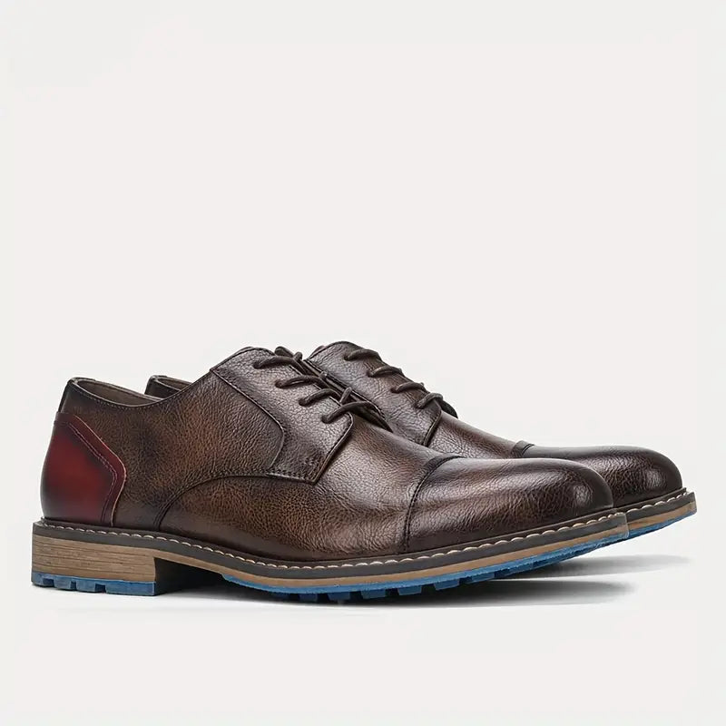 Ricky | Chaussures Derby Marron pour Hommes - Lacets Formels et Décontractés avec Semelle en Caoutchouc Antidérapante