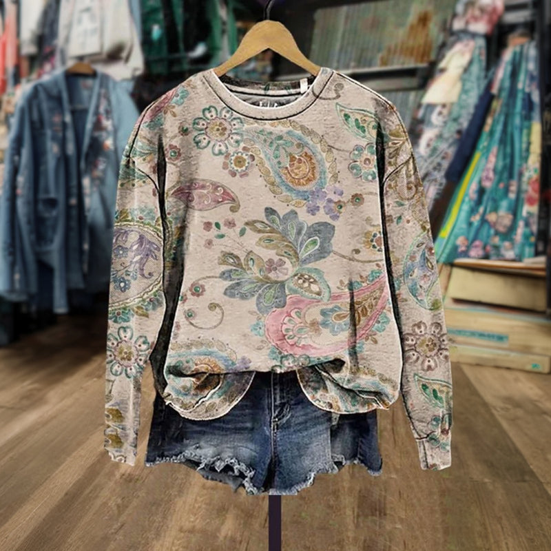 Sweat-Shirt Vintage À Imprimé Floral