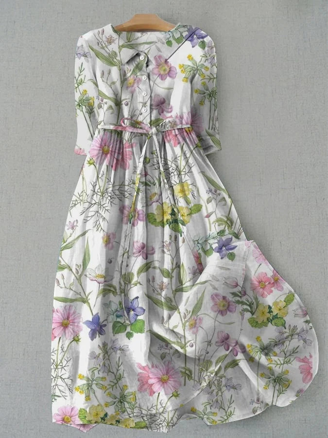 BLOSSOM | Robe d'été A-Line à fleurs avec cordons à la taille