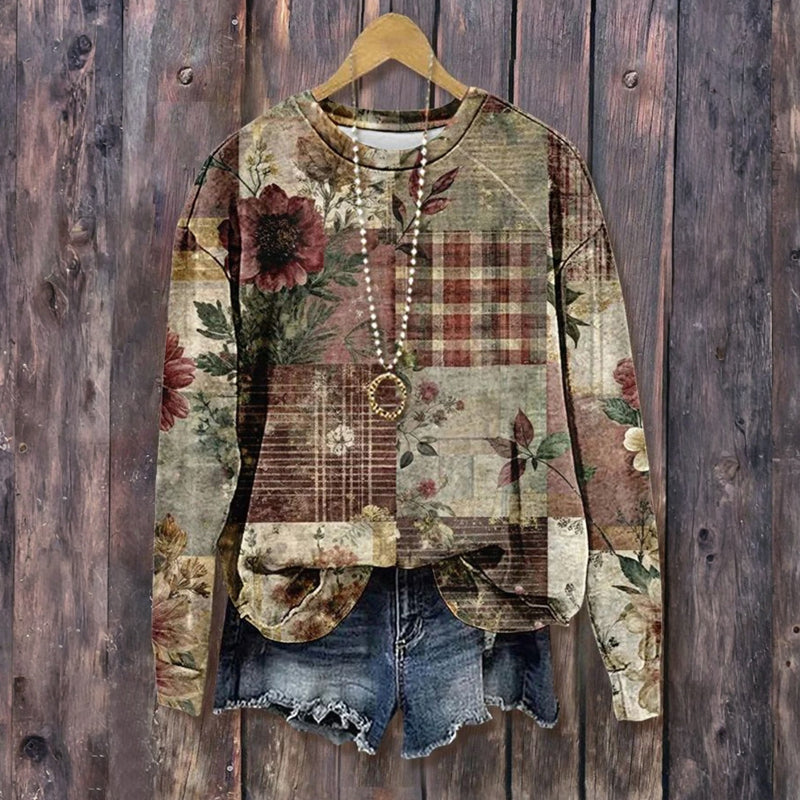 Sweat-Shirt Vintage À Imprimé Floral