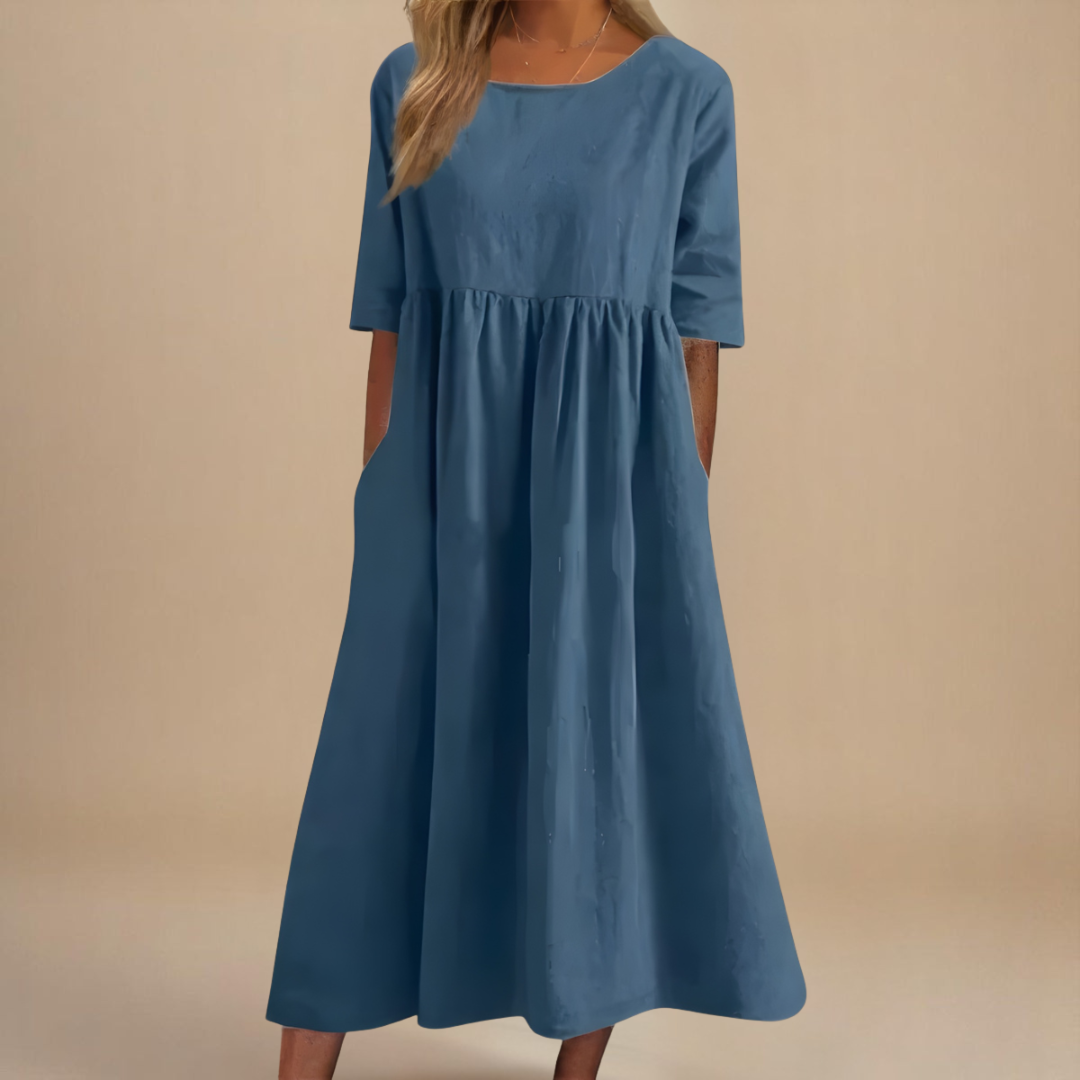 KATY | Robe Lniana avec taille accentuée