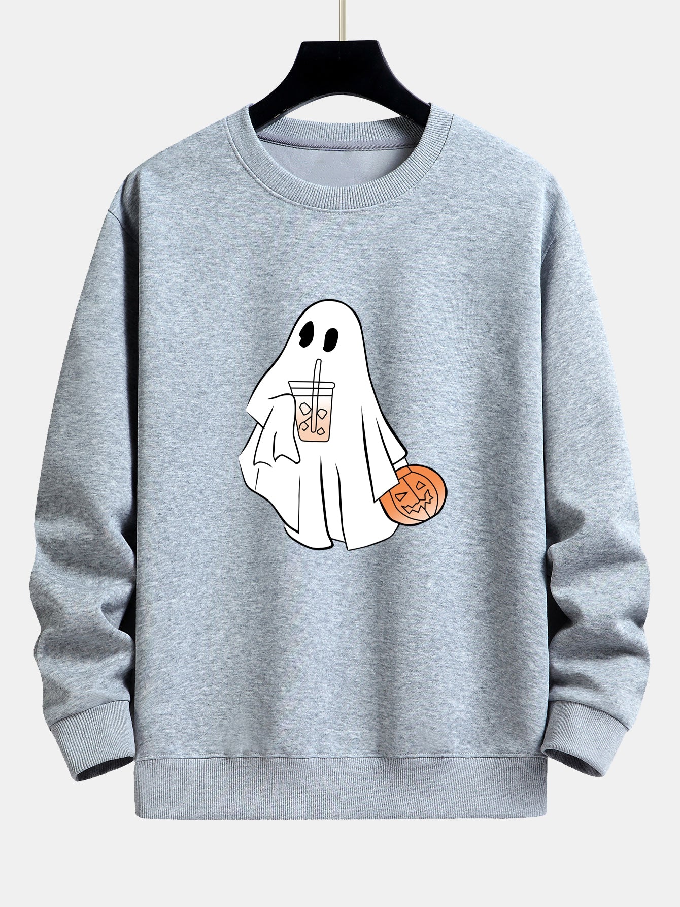 Sweatshirt décontracté imprimé citrouille fantôme de Halloween