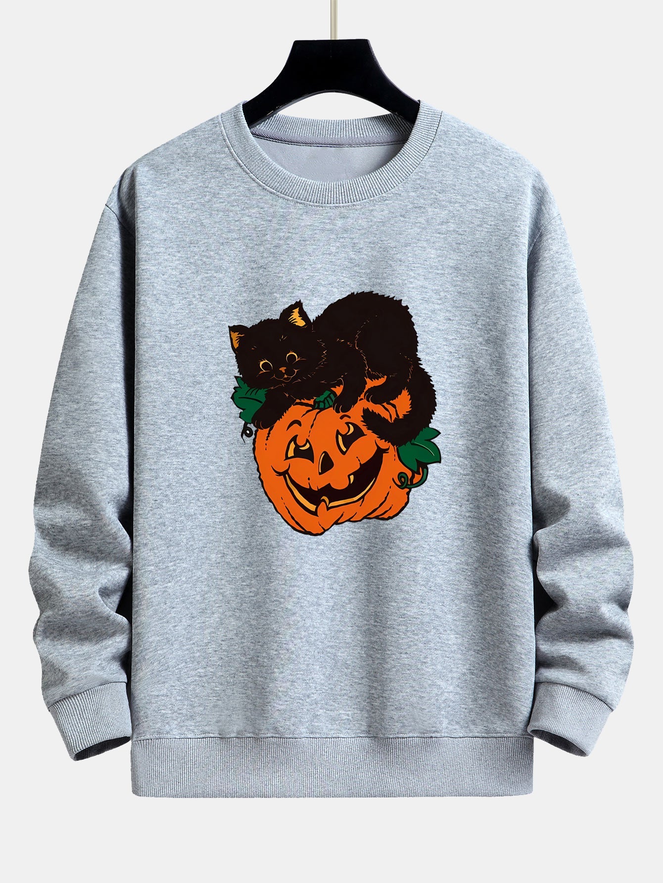 Sweatshirt Relax Fit Imprimé Chat Noir Citrouille