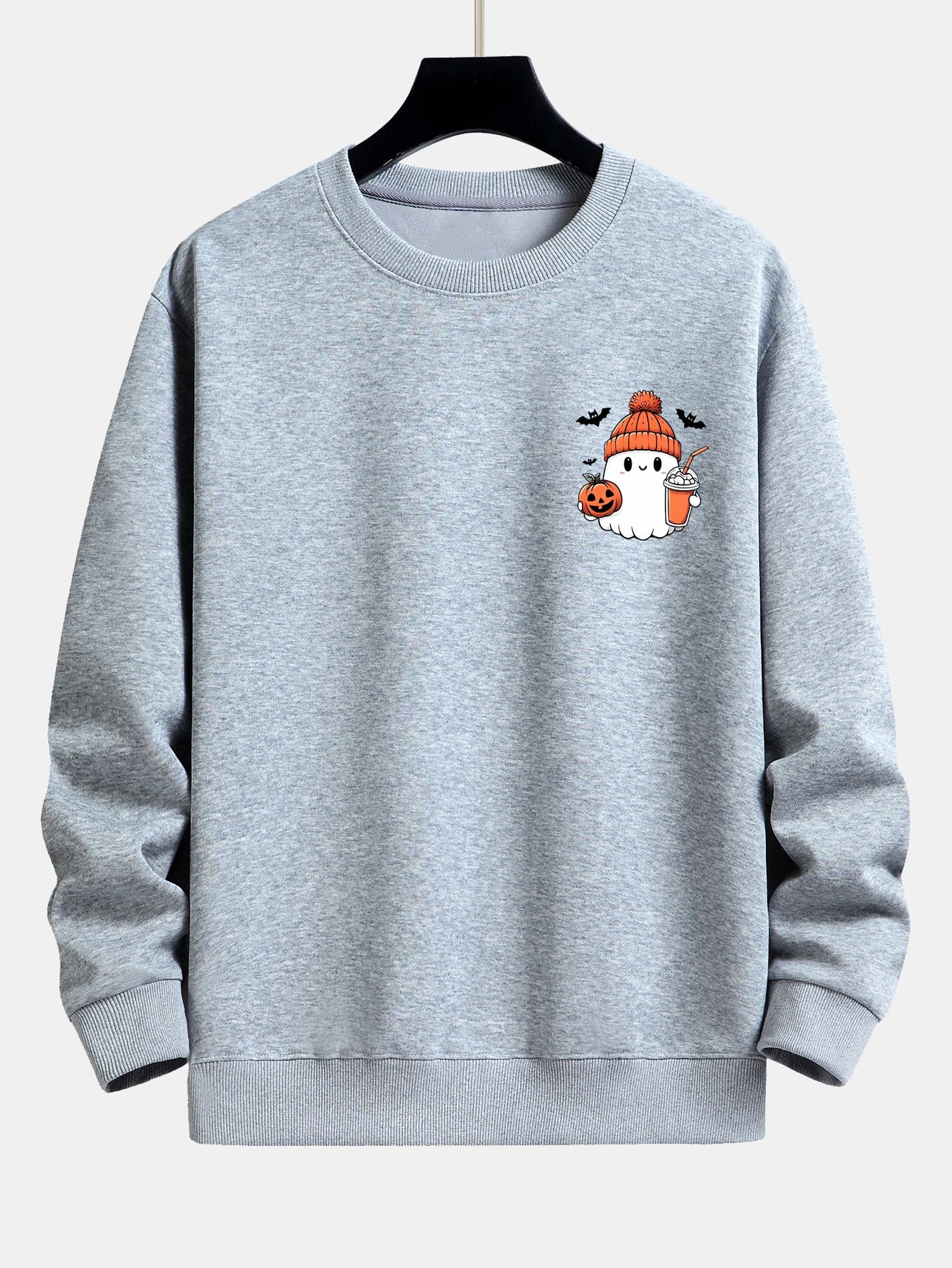 Sweatshirt décontracté imprimé citrouille fantôme d'Halloween