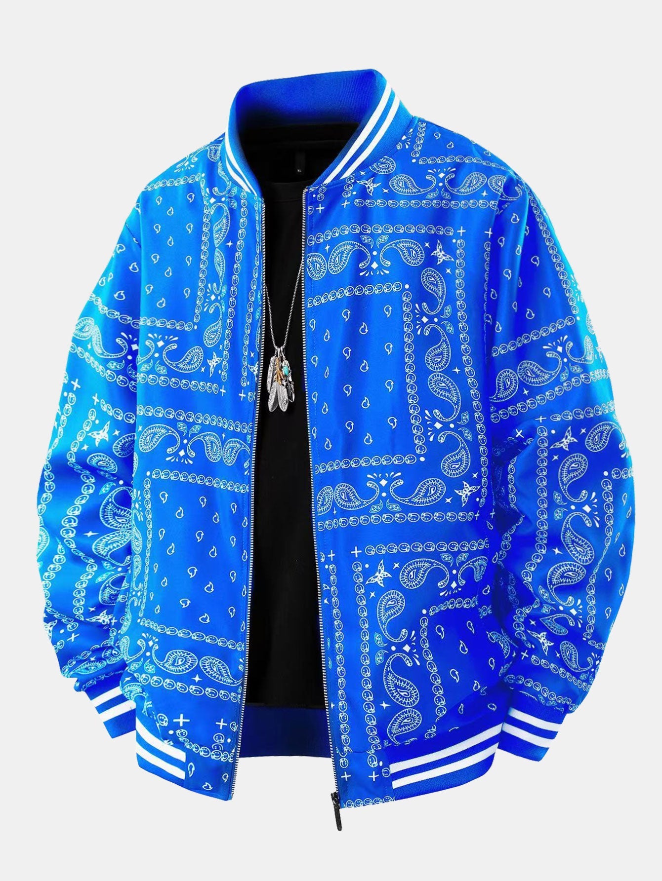 Veste en denim avec imprimé paisley