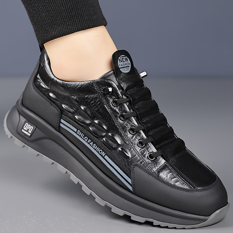 DAOD Hommes Baskets En Cuir Véritable Basses