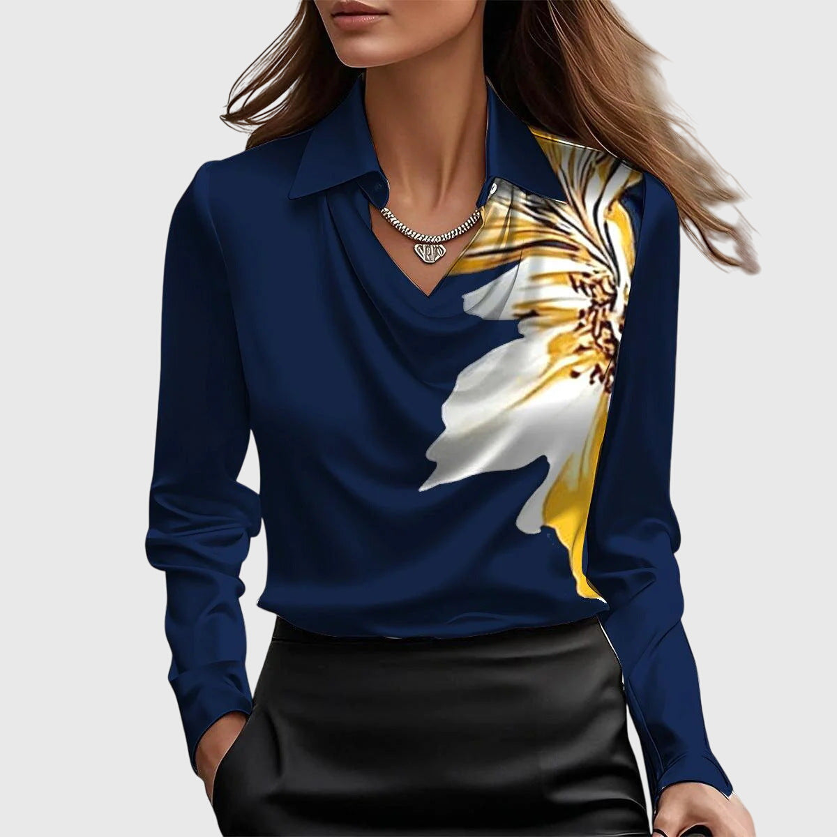 Blouse Drapée avec Col