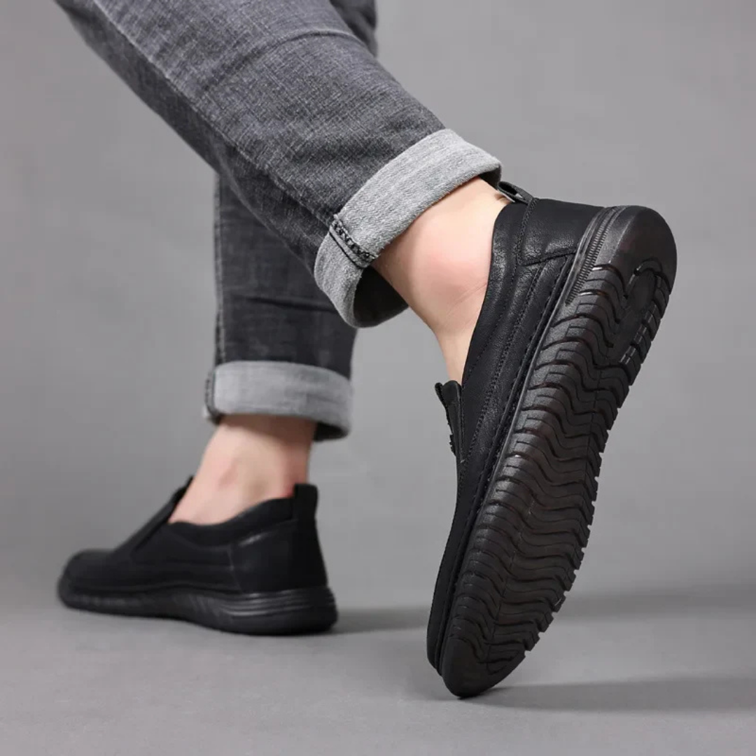 Mocassins en cuir véritable pour hommes avec design classique et semelle antidérapante