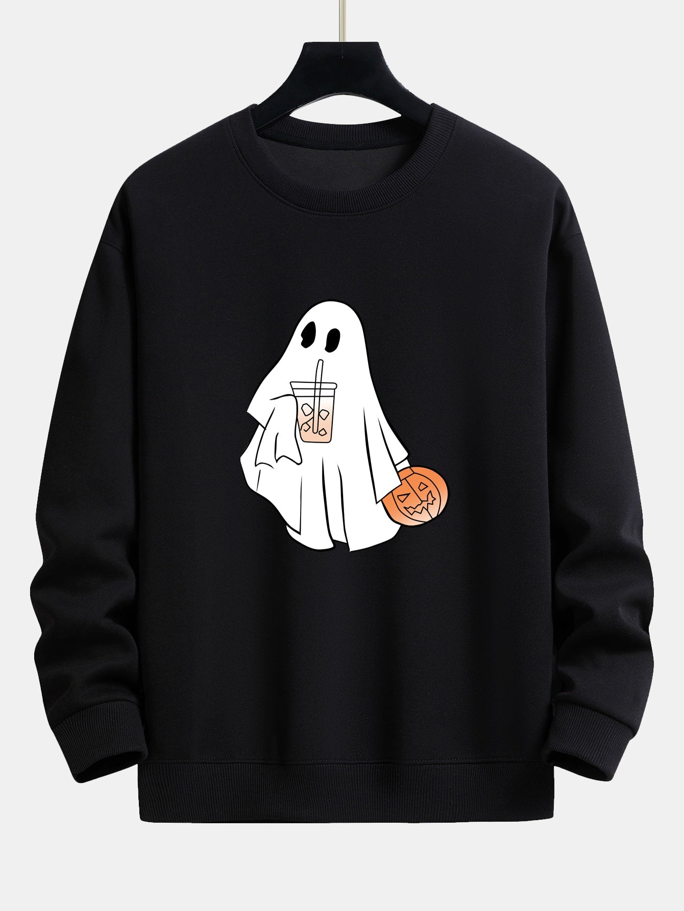 Sweatshirt décontracté imprimé citrouille fantôme de Halloween