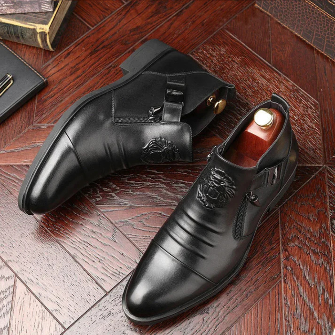 Bottines en cuir noir Alex avec zip latéral pour un look audacieux et sophistiqué