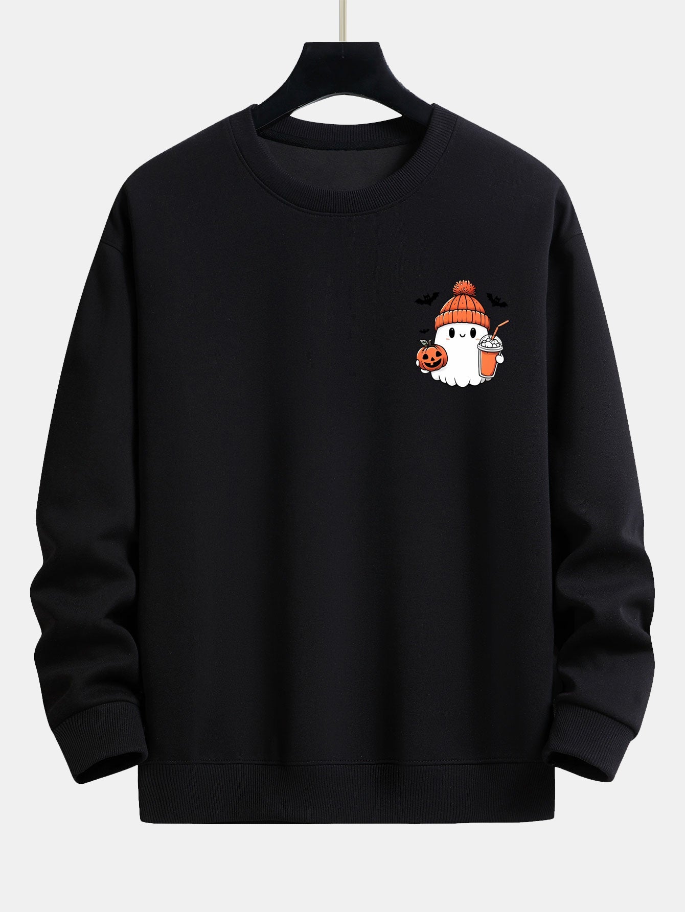 Sweatshirt décontracté imprimé citrouille fantôme d'Halloween