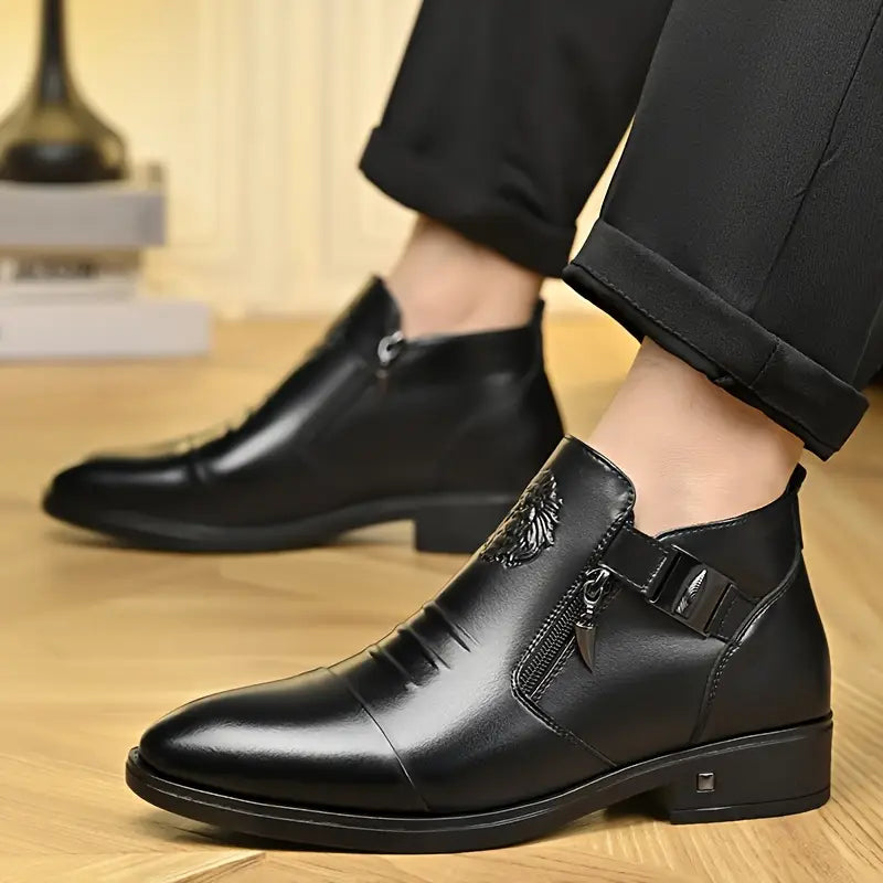 Bottines en cuir noir Alex avec zip latéral pour un look audacieux et sophistiqué