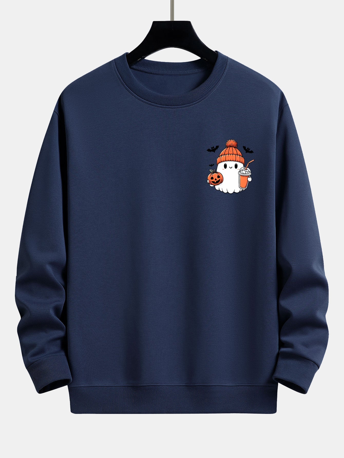 Sweatshirt décontracté imprimé citrouille fantôme d'Halloween