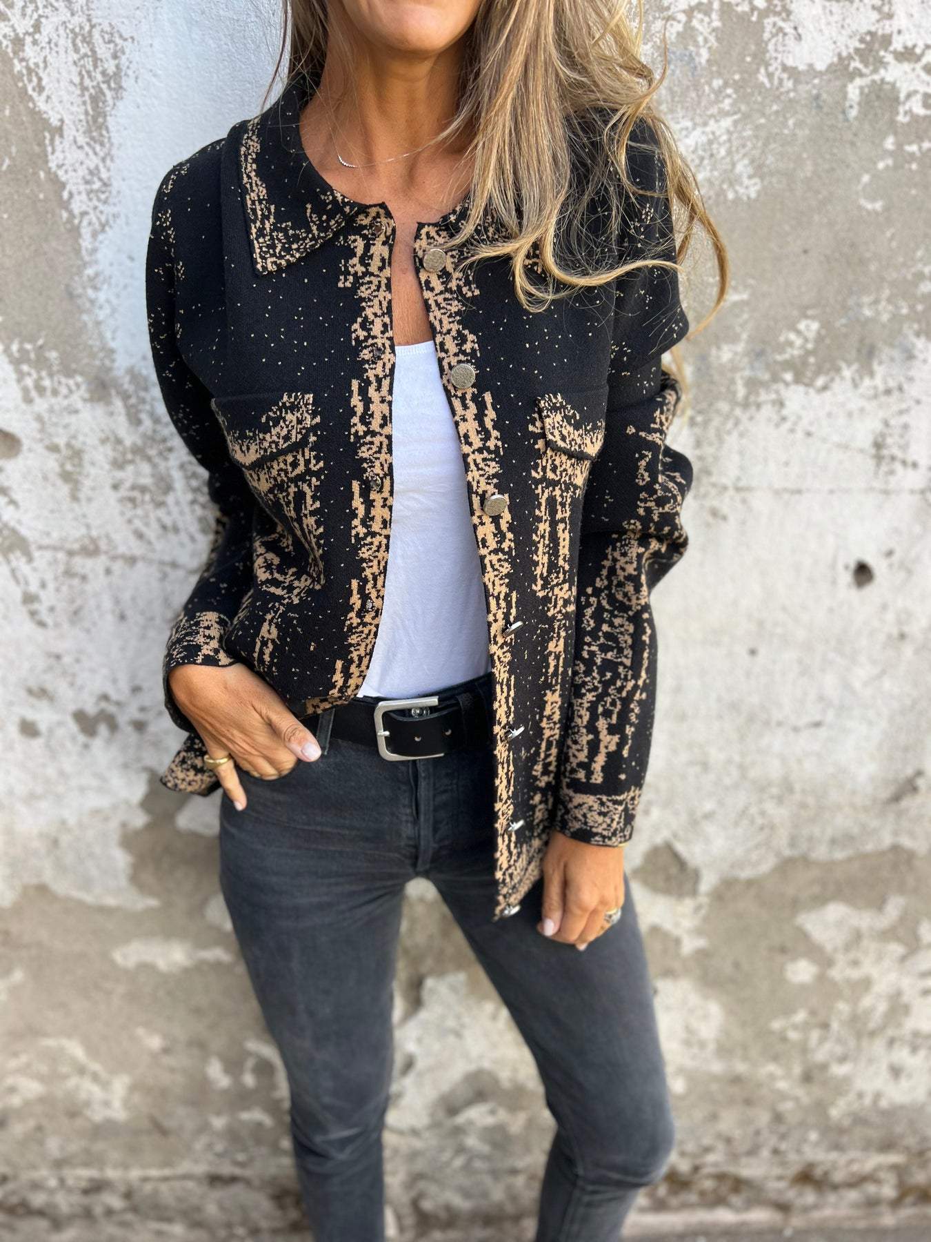 ALINA | Veste en Tricot avec Texture et Boutons