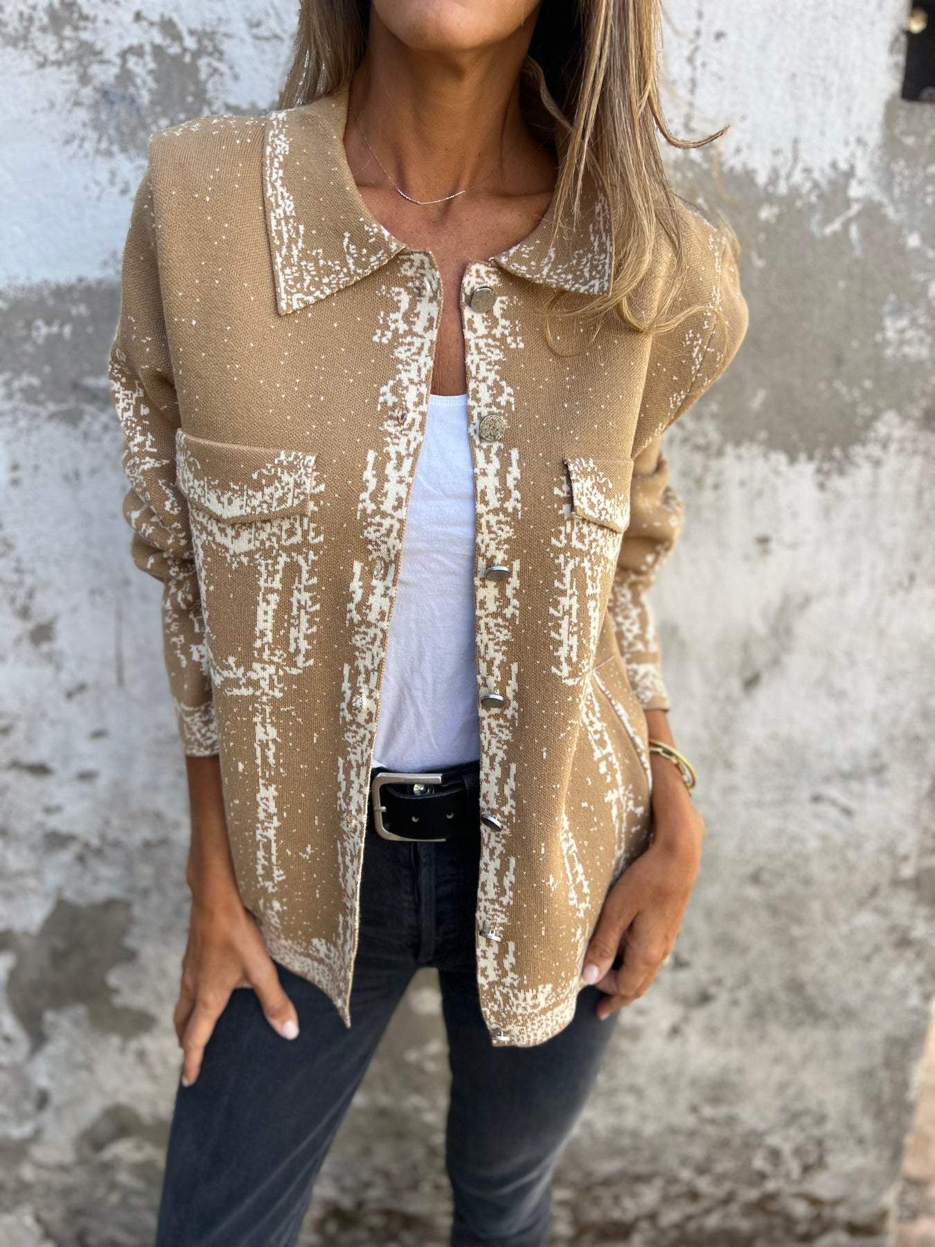 ALINA | Veste en Tricot avec Texture et Boutons