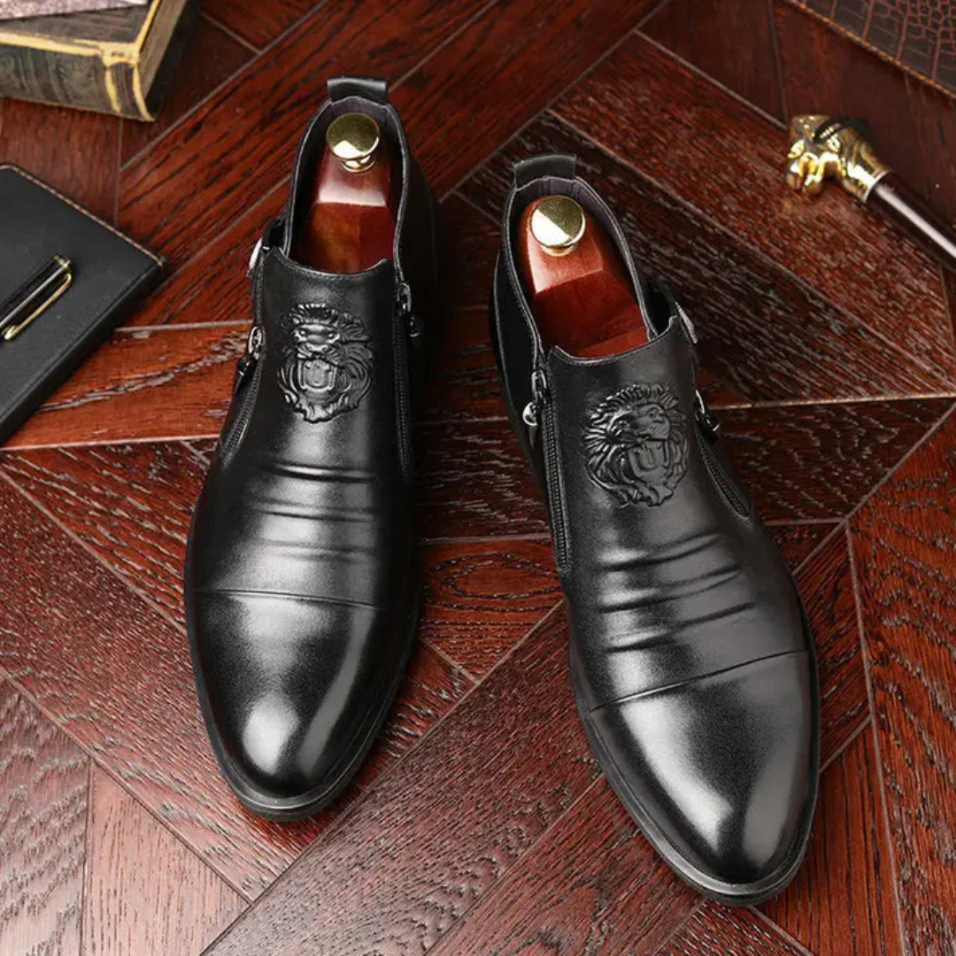 Bottines en cuir noir Alex avec zip latéral pour un look audacieux et sophistiqué