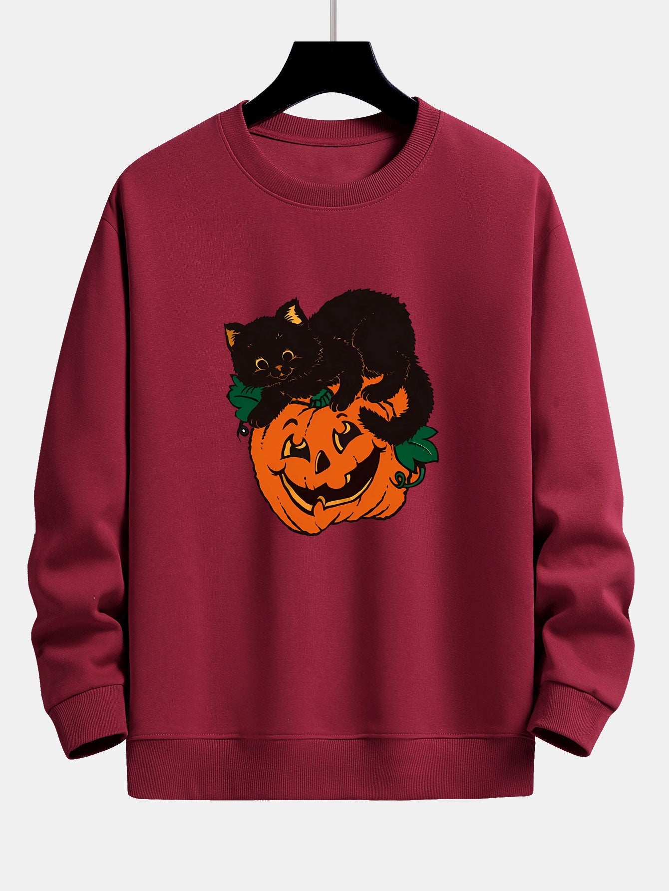 Sweatshirt Relax Fit Imprimé Chat Noir Citrouille