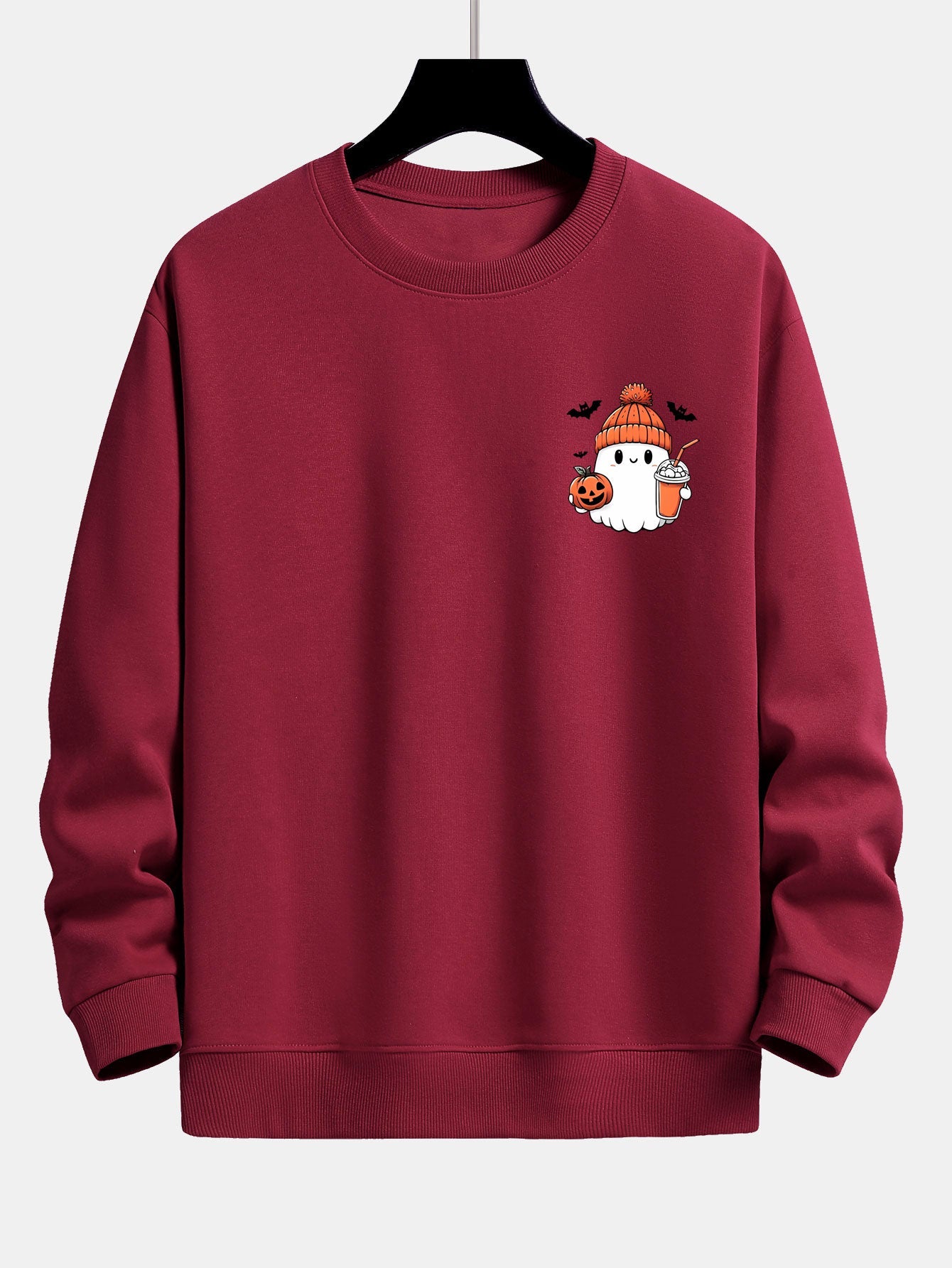 Sweatshirt décontracté imprimé citrouille fantôme d'Halloween