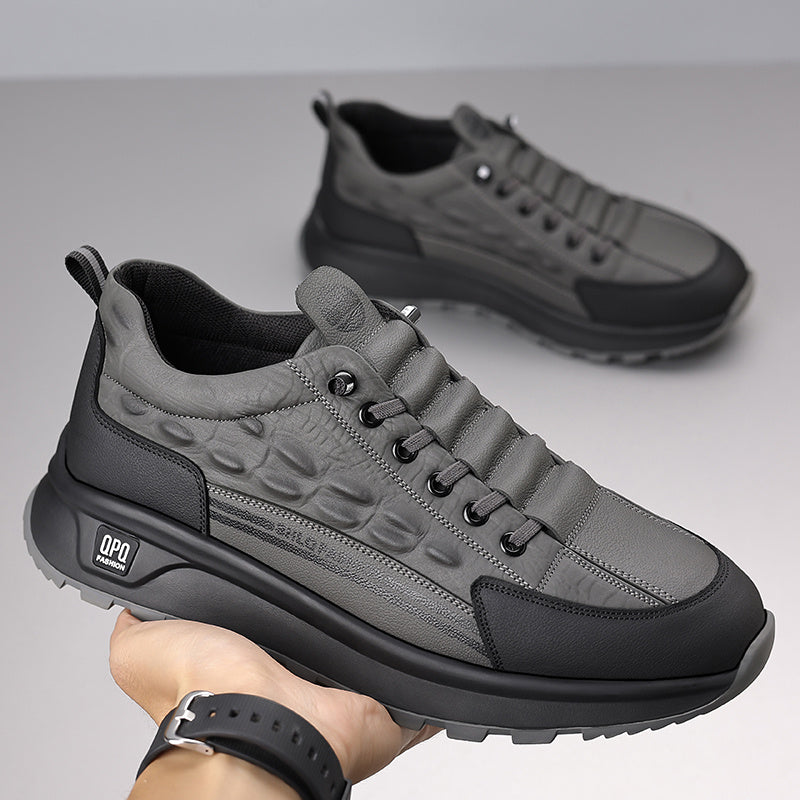 DAOD Hommes Baskets En Cuir Véritable Basses