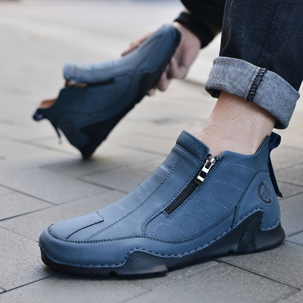Baskets Hybrides pour Hommes - Fabriquées à la Main Mi-Haut avec Fermeture Éclair