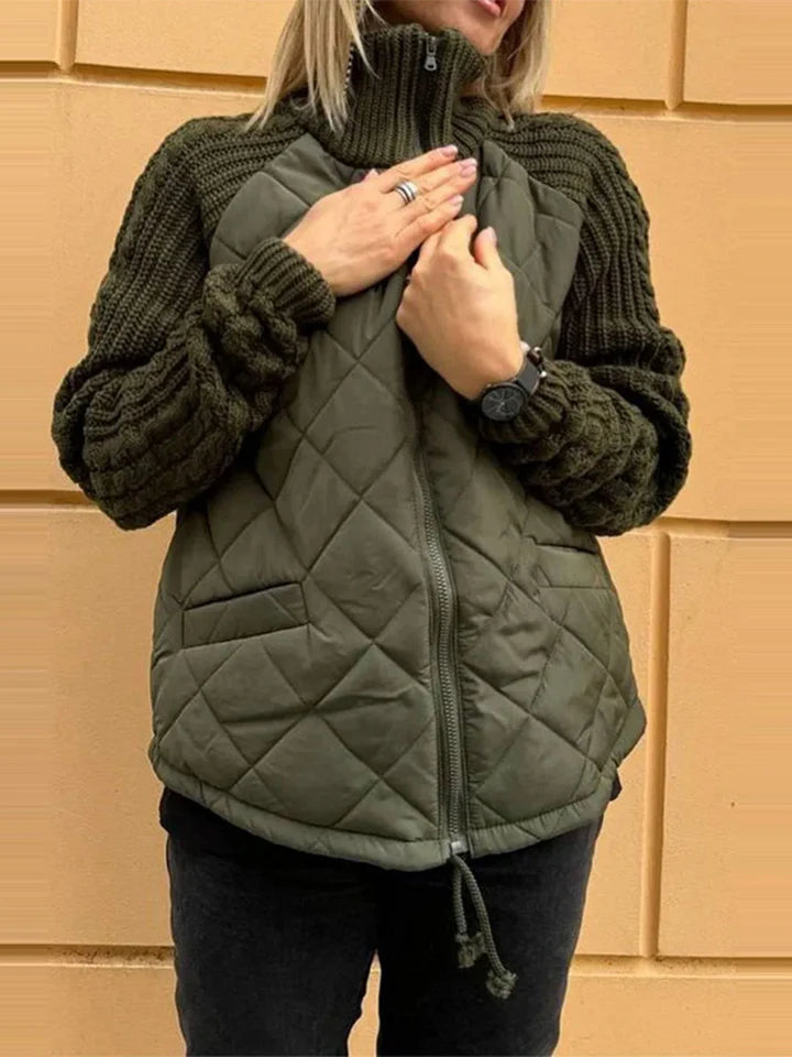 BELINA | Veste décontractée en patchwork avec fermeture éclair