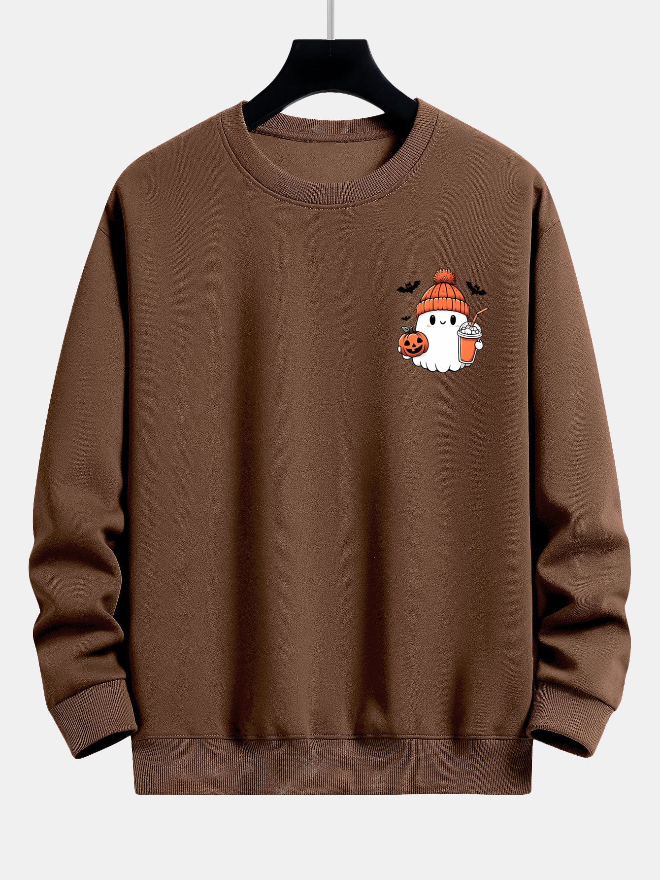 Sweatshirt décontracté imprimé citrouille fantôme d'Halloween
