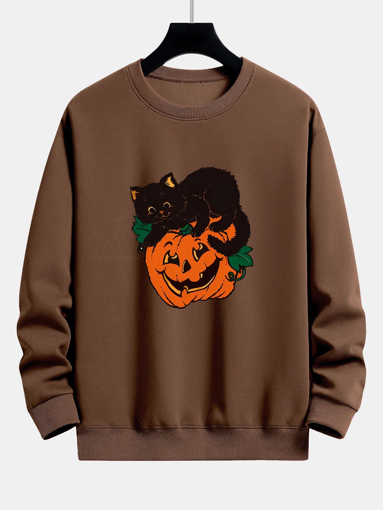 Sweatshirt Relax Fit Imprimé Chat Noir Citrouille