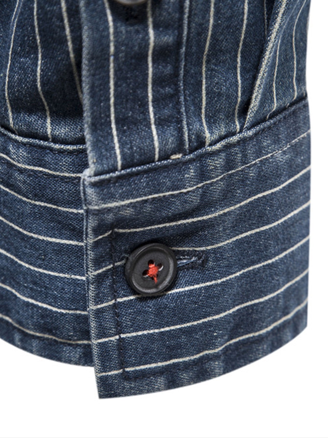 Chemise en denim lavé à rayures avec poches