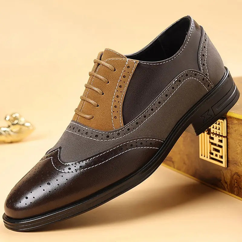 Andrew | Chaussures Oxfords Brogue - Chaussures de ville en marron et tan à bout fleuri