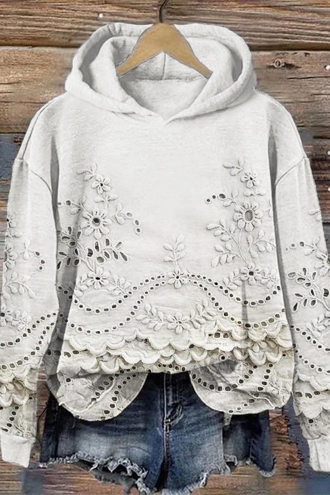 Sweat à Capuche en Dentelle Prato