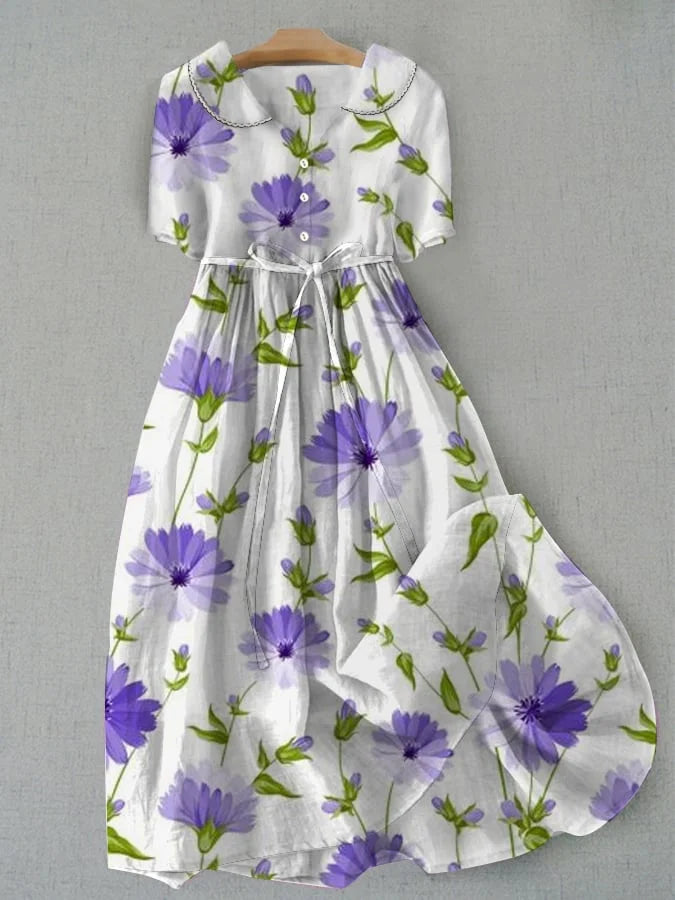 SARAH | Robe vintage à fleurs avec lien à la taille