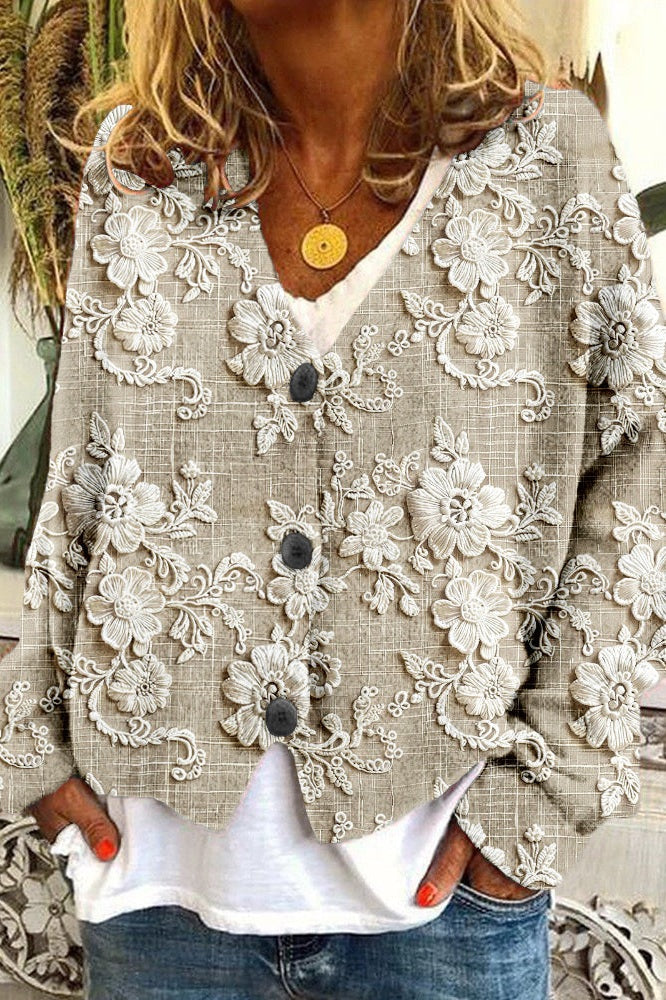 Cardigan avec Fil de Pétales