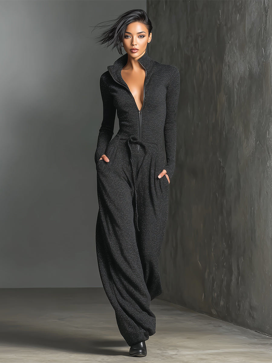 Jumpsuit Élégant pour Femmes avec Fermeture Éclair