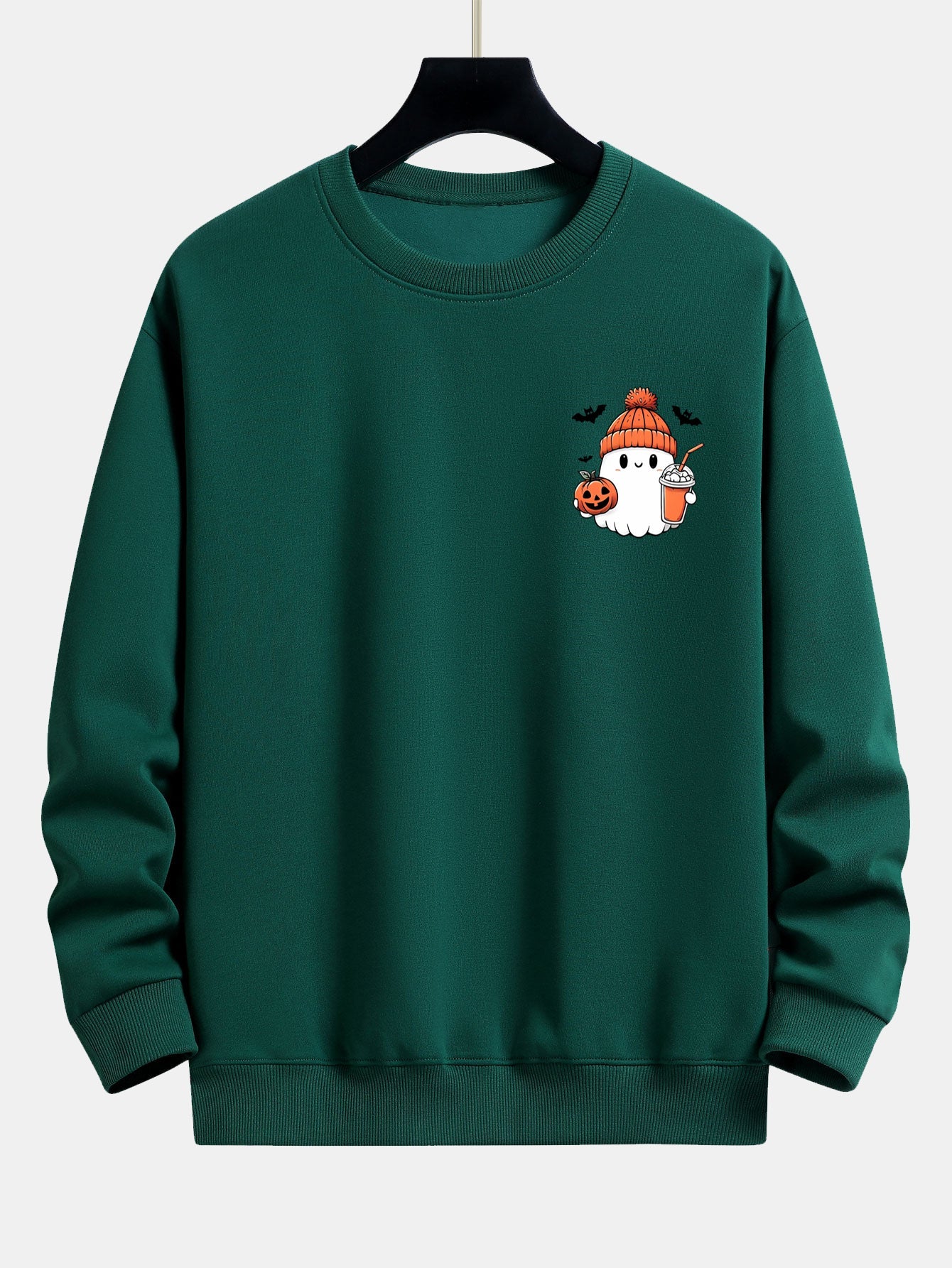 Sweatshirt décontracté imprimé citrouille fantôme d'Halloween