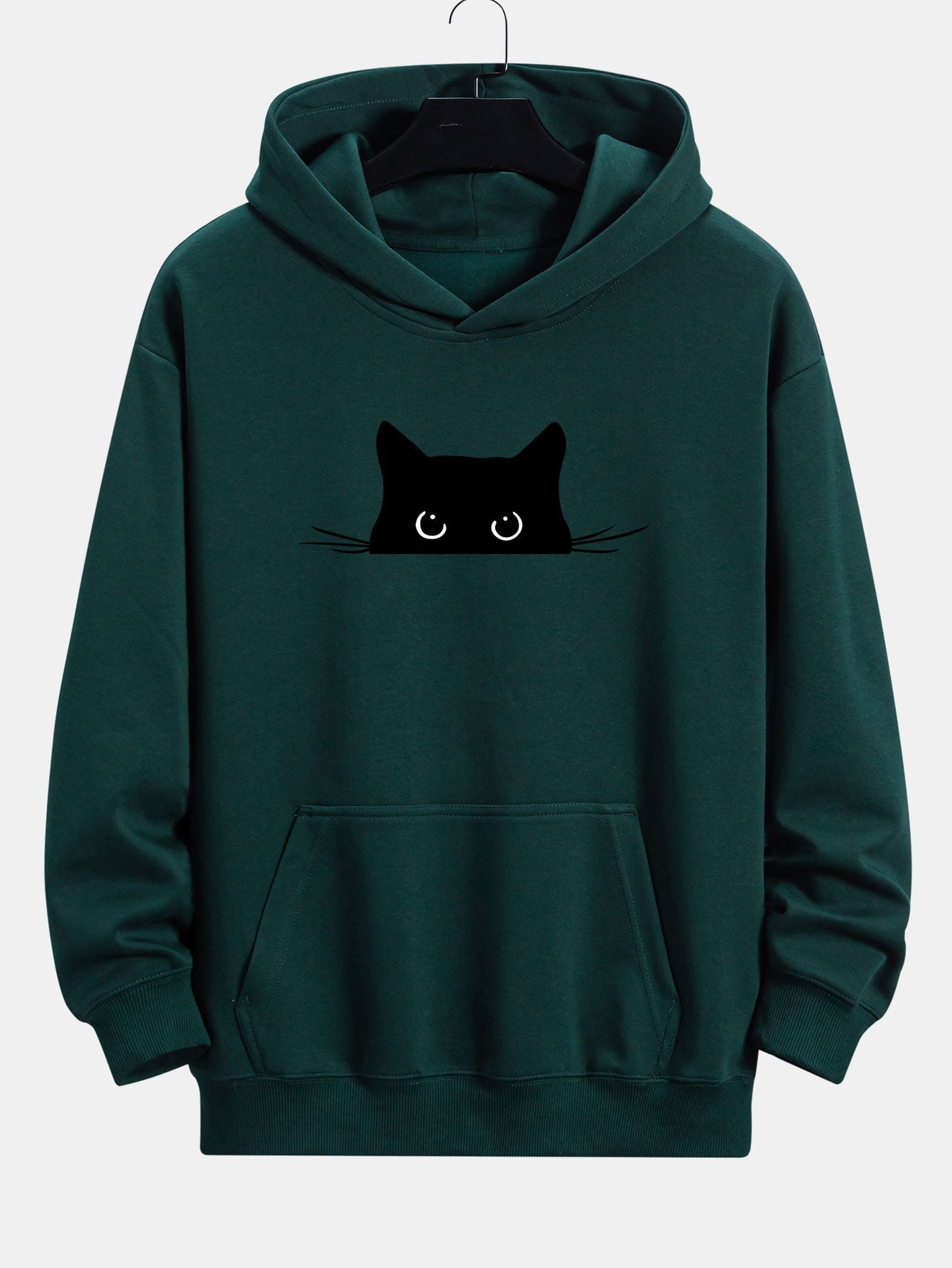 Hoodie Relaxed Fit Imprimé Chat Noir