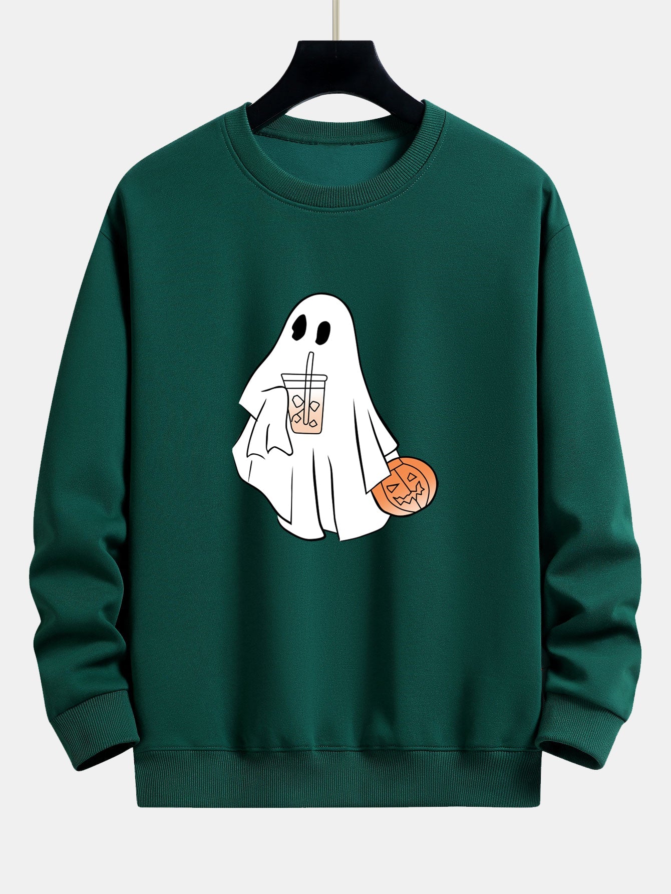 Sweatshirt décontracté imprimé citrouille fantôme de Halloween
