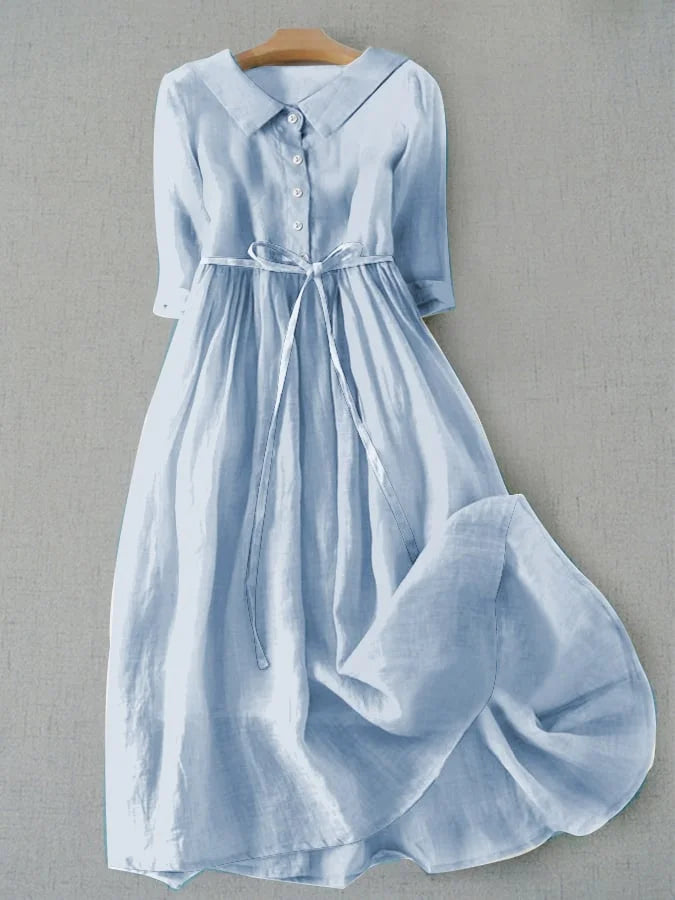 AZULAH | Robe Élégante à Manches Courtes avec Ceinture à la Taille