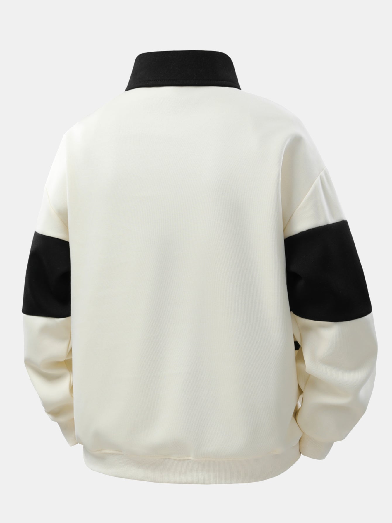 Polo Sweatshirt Patchwork Color Block à Coupe Détendue