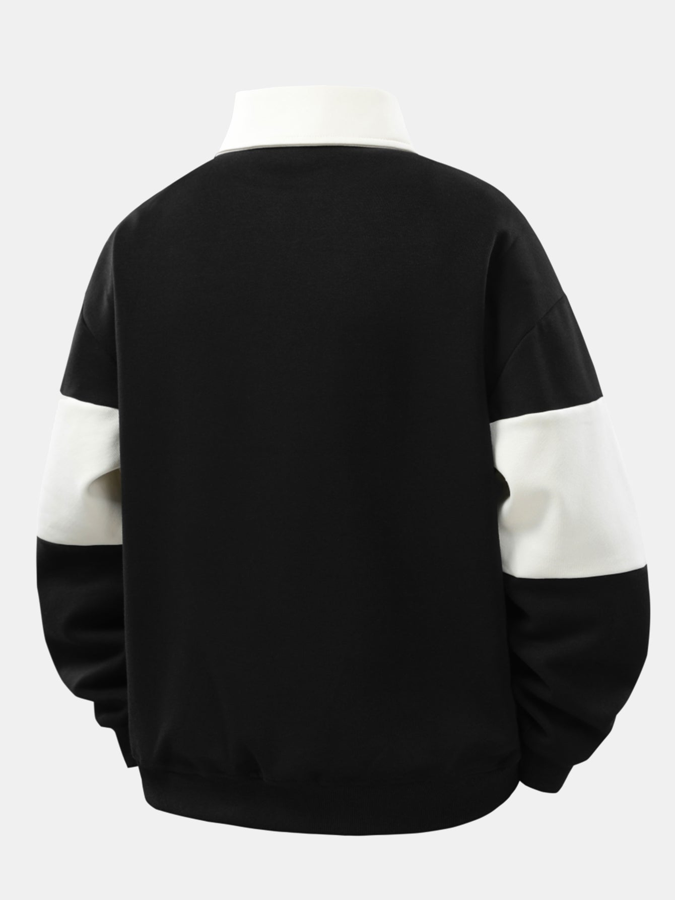 Polo Sweatshirt Patchwork Color Block à Coupe Détendue
