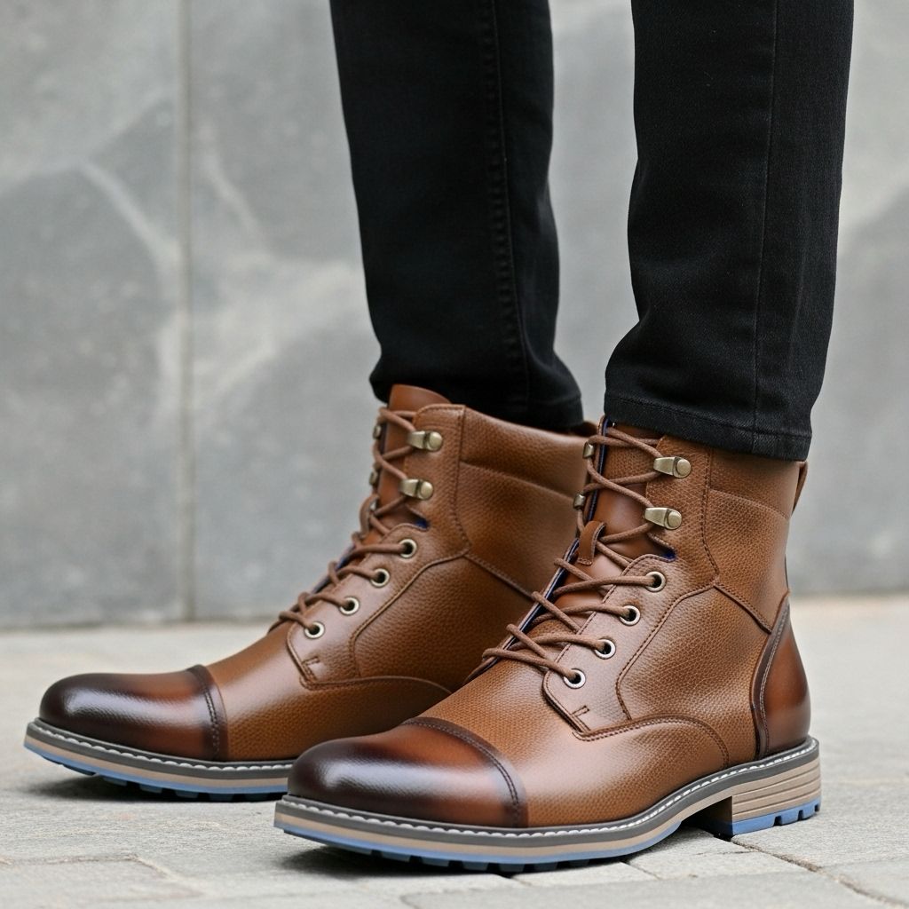 Nathan | Bottines en Similicuir avec Fermeture Éclair Latérale et Semelle en Caoutchouc