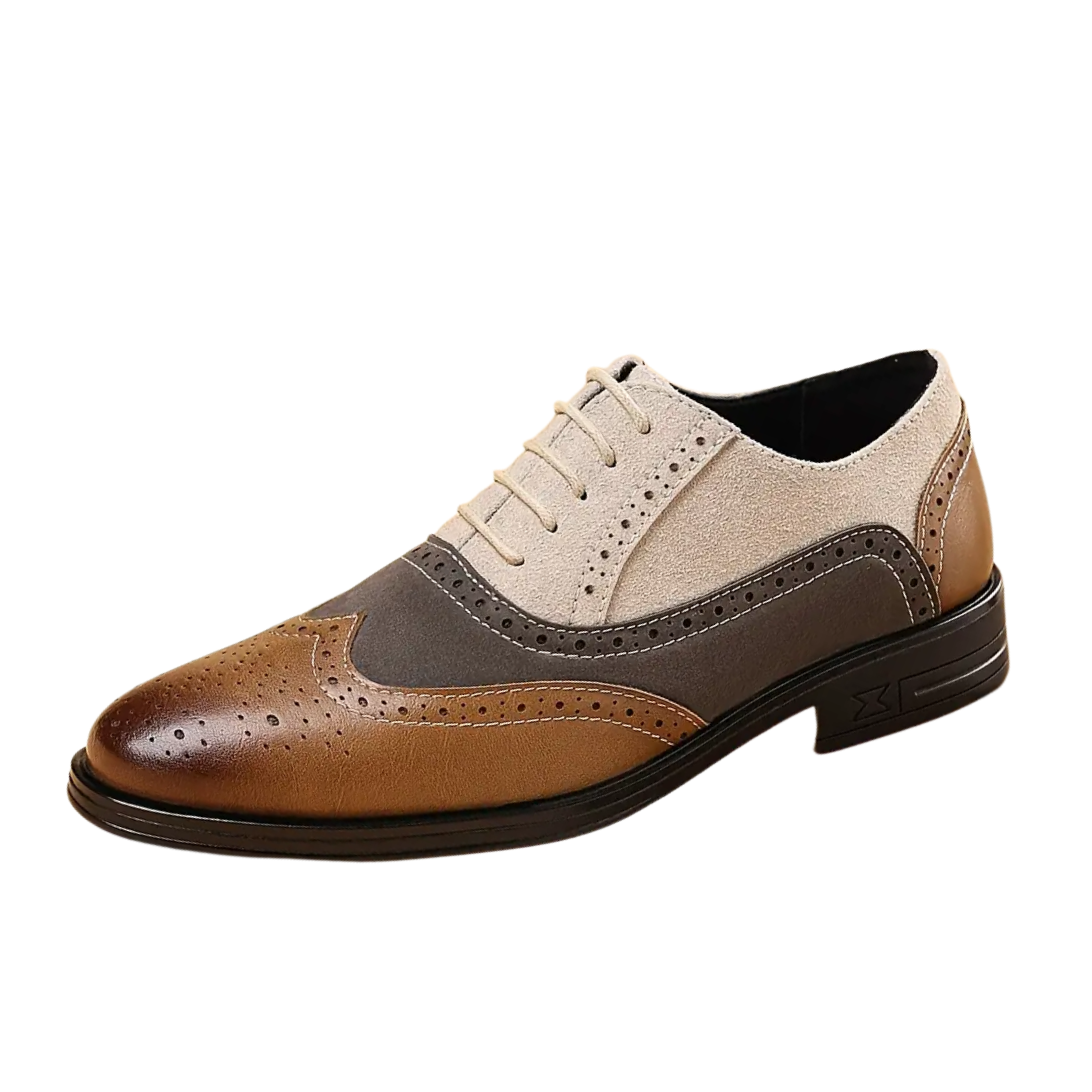 Andrew | Chaussures Oxfords Brogue - Chaussures de ville en marron et tan à bout fleuri