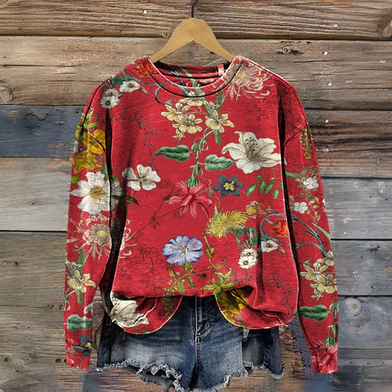 Sweat-Shirt Vintage À Imprimé Floral