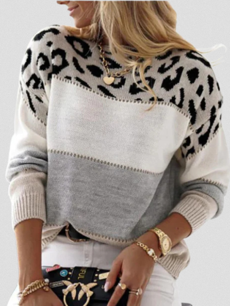 PULLOVER AVEC ACCENT LEOPARD EMMA